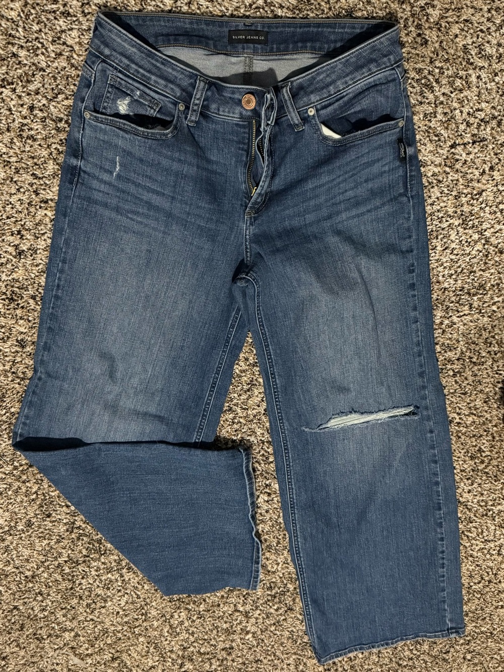 Silver Jeans Dark Blue Women's Ripped wide leg